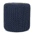 thumbnail image 6 of · REDEARTH · Cylindrical Hand Knitted Pouf - Foot Stool Ottoman - Cord Boho Pouffe - Cotton Round for Home Decor - Living Room - Nursery - Bedroom - Lounge (16"x16"x16") - Navy Blue, Set of 2, 6 of 8