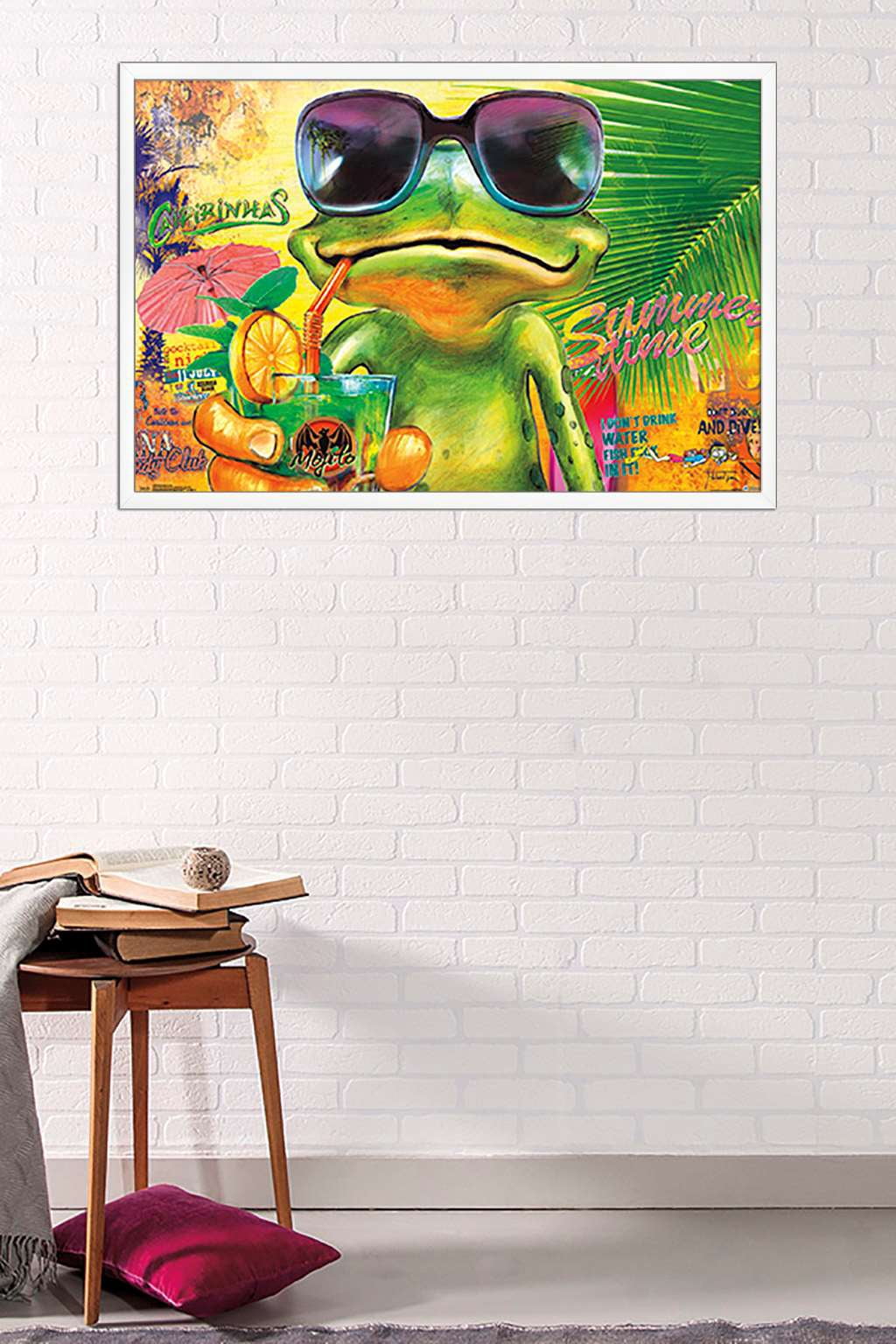 Summertime Frog Wall Poster, 22.375" x 34", Framed