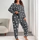 thumbnail image 1 of Conjunto de pantalones y blusa de poliéster para mujer, de manga larga, con estampado de moda, informal, para estar en casa, talla grande, 1 of 6