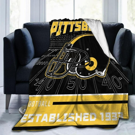 Pittsburgh Blanket Gifts for Men Women Youth Fans Lightweight Flannel Throw Blanket Classic Sport Team Color Blankets for Sofa Bedroom Living Room 60" X 50"