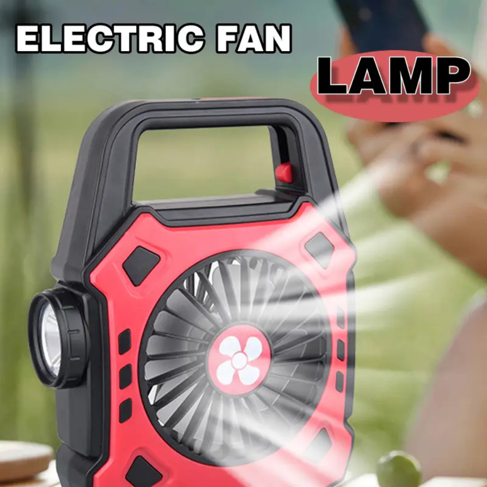 Rechargeable LED Camping Fan & Lamp  Portable Outdoor Light  Battery-Powered for Camping  Hiking  Tent  Emergency  Indoor.