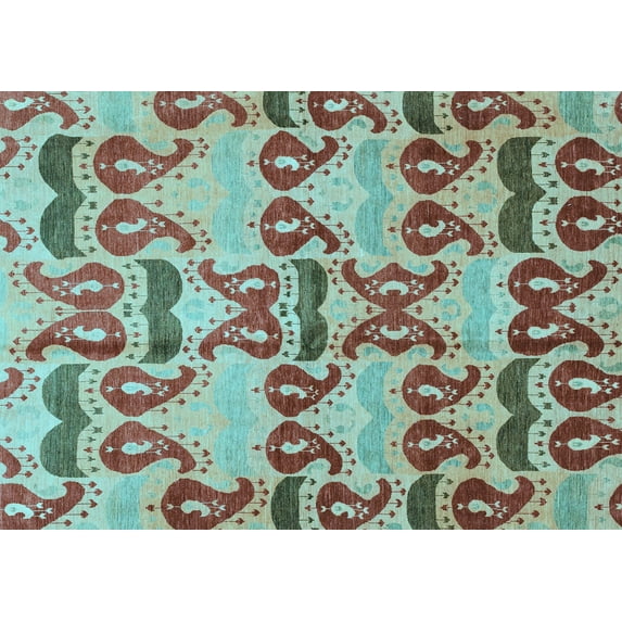 Ahgly Company Indoor Rectangle Abstract Light Blue Modern Area Rugs, 2' x 3'