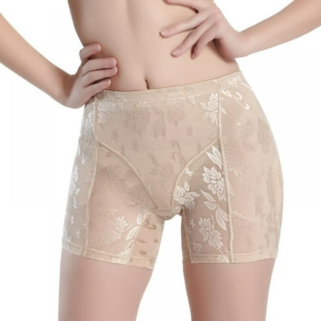

Pretty Comy Women Sexy Lace Boyshort Breathable Seamless Mid-Waist Panties Skin Color/XL