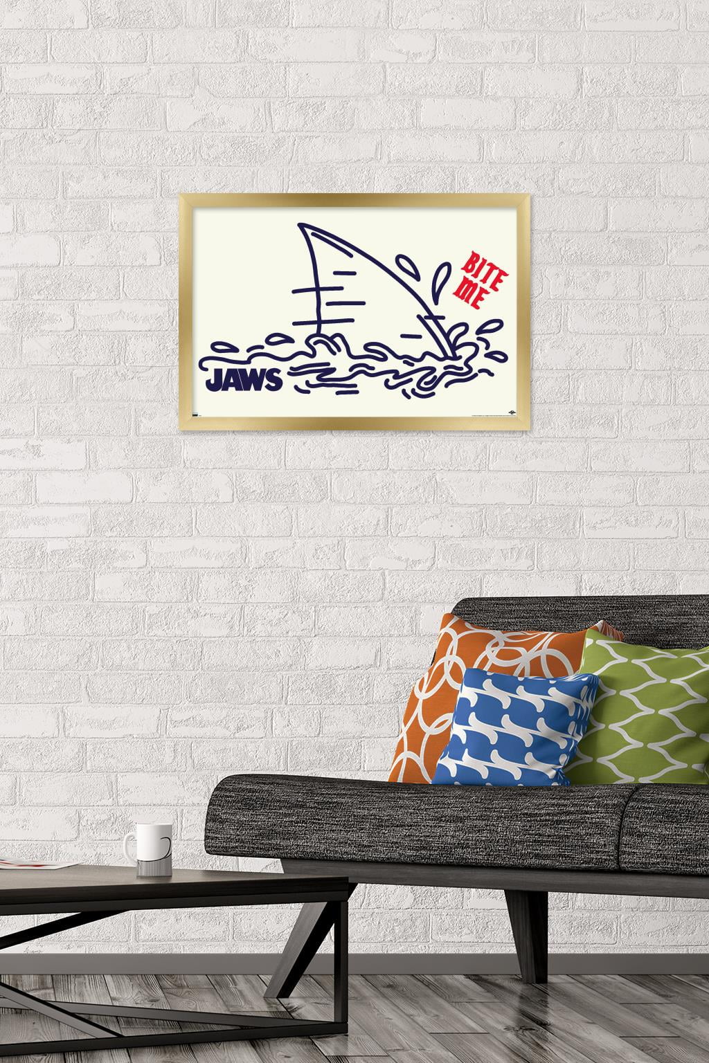 Jaws - Bite Me Wall Poster, 14.725" x 22.375", Framed