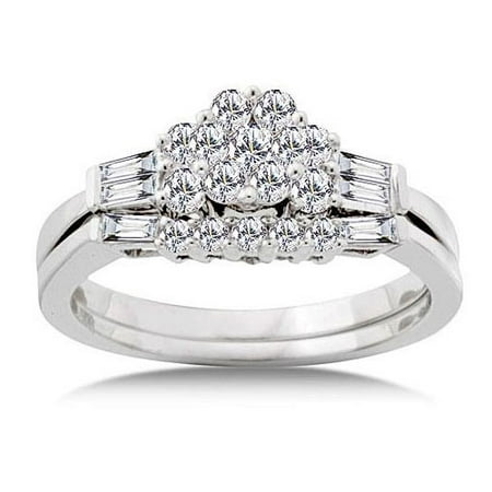 7/8 Carat Diamond 14kt White Gold Bridal Set