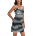 thumbnail image 4 of ATHLECHIC Womens Striped Print Summer Dresses Spaghetti Strap Sleeveless Casual Henley Short Sundress Mini Dress S Black, 4 of 6