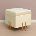 thumbnail image 2 of Square Velvet Storage Ottoman with Rose Gold Legs, Pink, 2 of 10