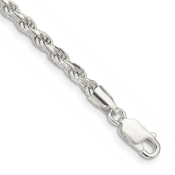Auriga 925 Sterling Silver 3mm Diamond-cut Rope Chain Bracelet 7inch for Women