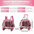 thumbnail image 2 of Mohsoe Pink Pet Trolley Case, Rolling Cat Carrier with Telescopic Handle, Detachable Shoulder Strap, Multiple Ventilation Holes, for Small Dogs Up to 4kg Cats 5kg, 17 x 12 x 16 Inch, 2 of 10