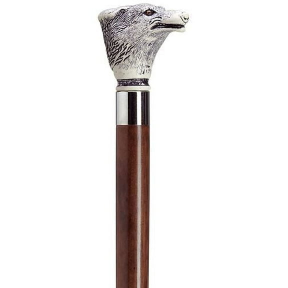 Walking Cane Scrimshaw Unisex Fox Head Cane Walnut Shaft