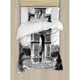 thumbnail image 3 of Vintage Duvet Cover Set Queen Size, Old Photo of Auguste Vitu Monument in Paris French Heritage Retro Picture, Decorative 3 Piece Bedding Set with 2 Pillow Shams, Black and White, by Ambesonne, 3 of 3