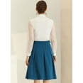 thumbnail image 4 of DARING DIVA Women's Belted Waist Pleated Skater Short Skirts M Blue, 4 of 6
