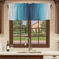 thumbnail image 6 of 2 Pack Valances for Window, Blue Teal Grey Ombre Short Curtains for Kitchen Bedroom Living Room, Farmhouse Gradient Minimalist Rod Pocket Small Window Treatment Valance Drapes 60 x 18 Inch, 6 of 8