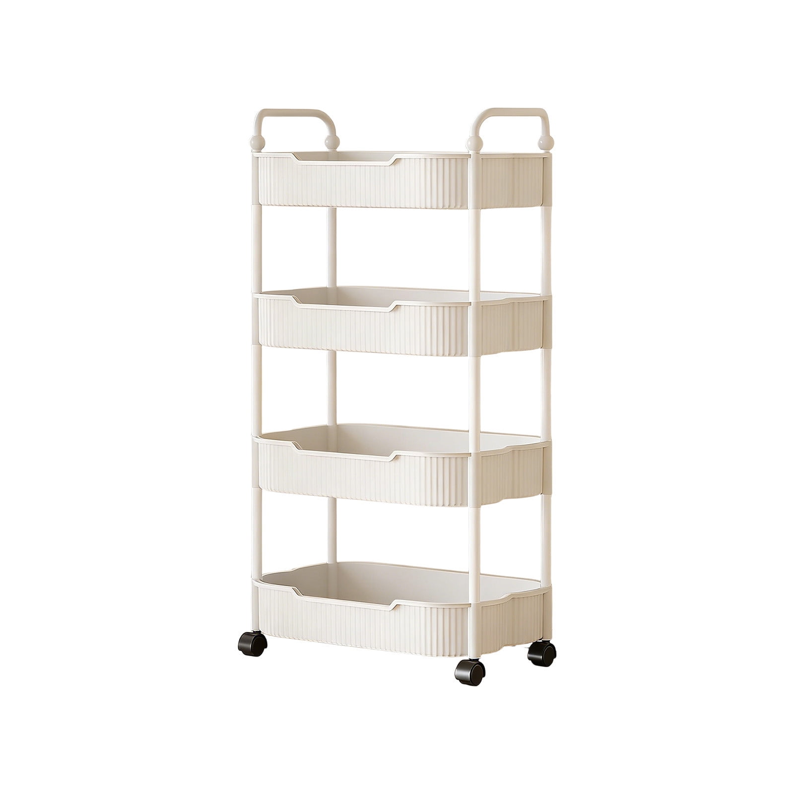 4-Tier Rolling Utility Cart, Multifunctional Storage Organizer with Plastic Shelf & Metal Wheel, Storage Cart for Kitchen, Bathroom, Living Room, Office