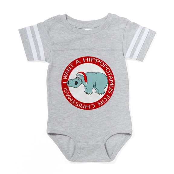 CafePress - FIN Hippo Christmas Rev.Png - Cute Infant Baby Football Bodysuit