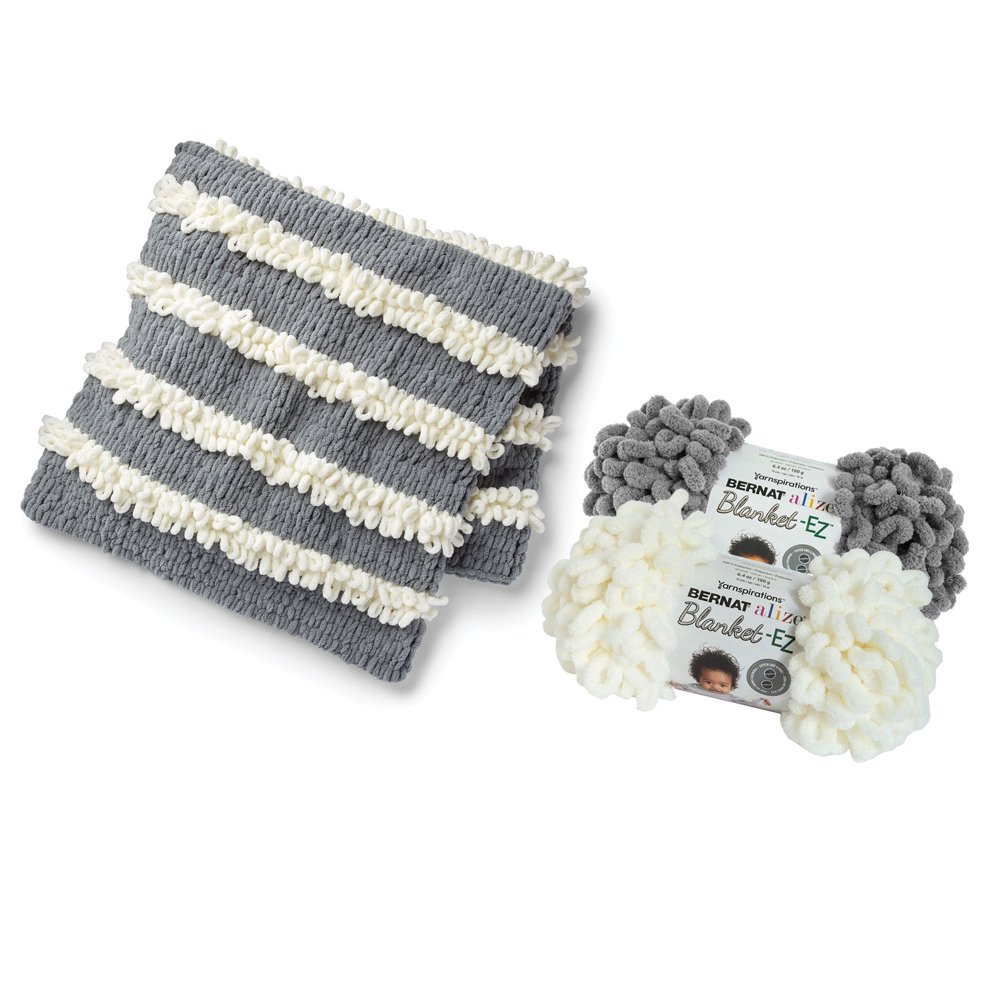 Bernat Alize EZ Loopy Stripe Blanket Kit