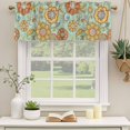 thumbnail image 2 of Teal Green Boho Floral Curtain Valances for Windows, Kitchen Valance Window Treatments Panel 2 Pack, Vintage Abstract Art Ethnic Flowers Rod Pocket Short Curtains for Bathroom Bedroom 60 x 18 Inch, 2 of 8