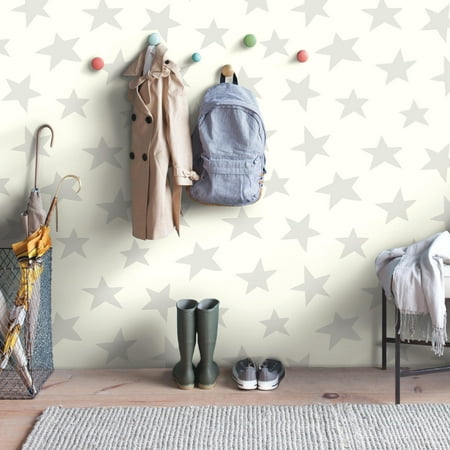 RoomMates Star- Grey Peel & Stick Wallpaper - Walmart.com