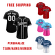 thumbnail image 2 of Camiseta de béisbol para hombre y mujer, camiseta personalizada del equipo, camiseta estampada con nombre y número de persona, ropa deportiva de hip hop a rayas, camiseta de béisbol, 2 of 5