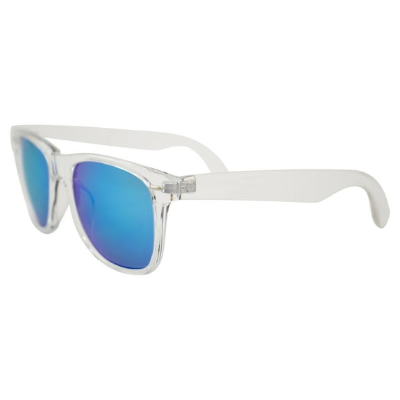 Crave Retro III Sunglasses Men Women Fashion Clear Frame 100% UV Protection w/ Blue Mirror Lens