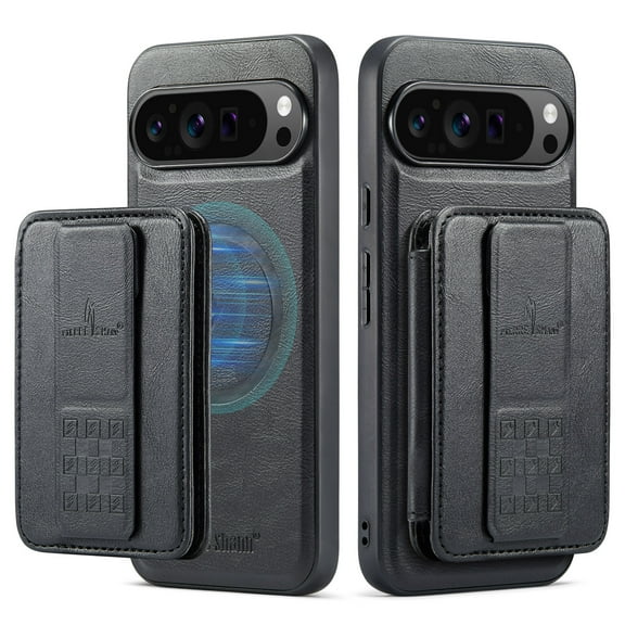 Wallet Case for Google Pixel 9 Pro XL, Compatible with MagSafe for Men Women, Detachable Magnetic Clasp Wallet Phone Case with Card Slots Holder RFID Blocking for Google Pixel 9 Pro XL, Black