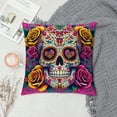 thumbnail image 2 of JEUXUS Skull and Roses High-Quality Short Plush Pillowcase White, 2 of 5
