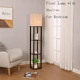 thumbnail image 3 of Floor Lamp with Shelves, Shelf Floor Light with LED Bulb, Modern Wood Shelf Standing Lamp, Corner Display Floor Lamp for Living Room, Bedroom, Office, Linen White Shade, Wood, Brown., 3 of 9