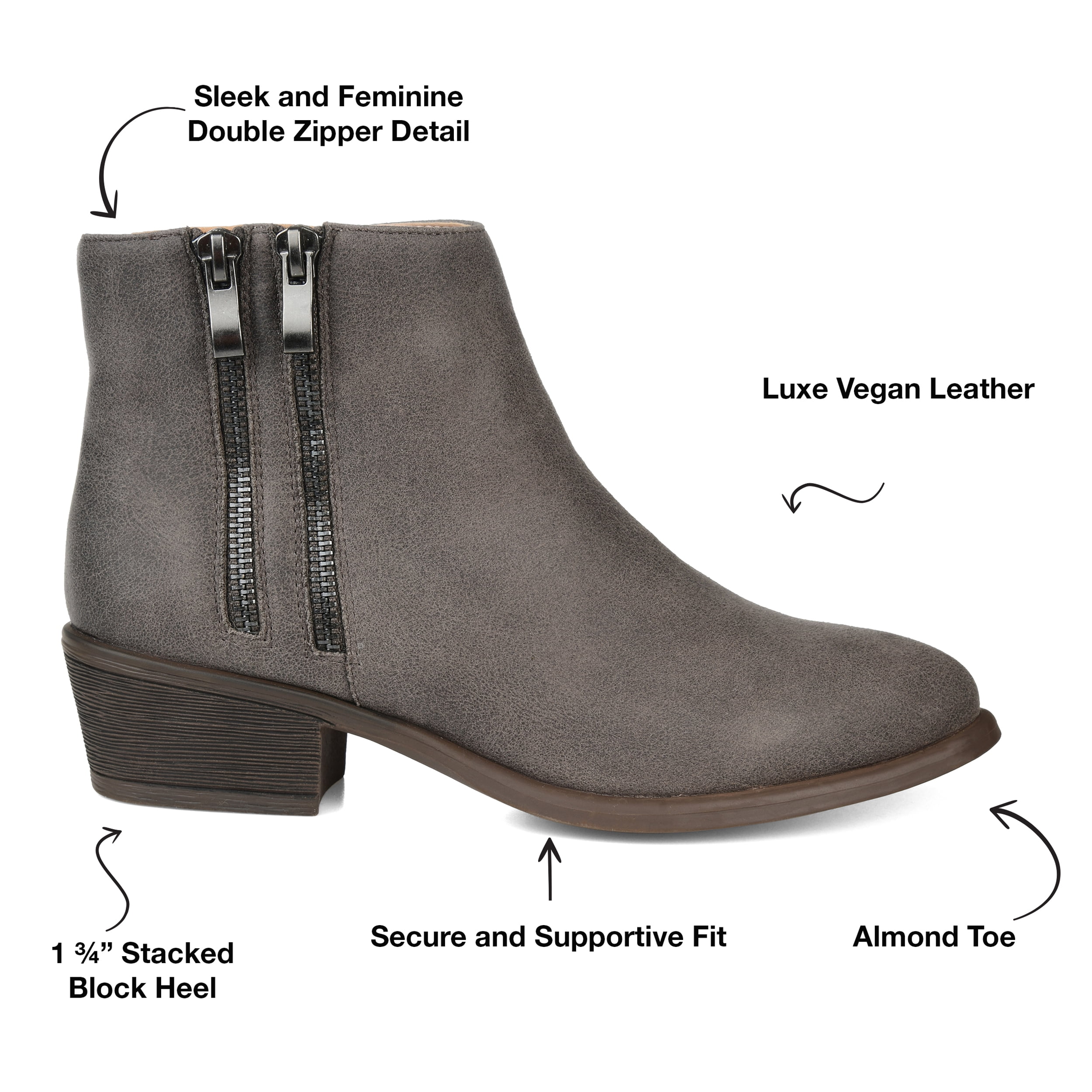 Journee Womens Jayda Inside Zip Stacked Heel Booties