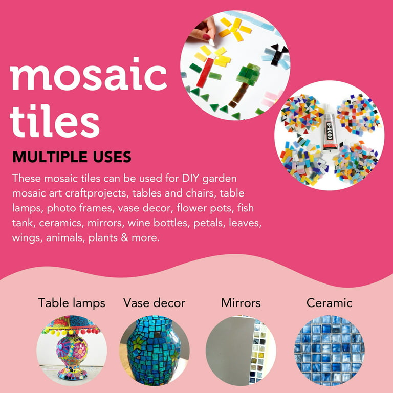 Incraftables Glass Mosaic Tiles for Crafts (530 Pieces) Stained Mosaic  Glass Pcs w/ Adhesive Glue 