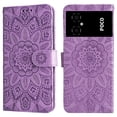 thumbnail image 5 of Funda tipo cartera GANGXUN para Xiaomi Poco M4 5G , diseño girasol, cuero PU, soporte, cierre magnético, tarjetero, 5 of 5