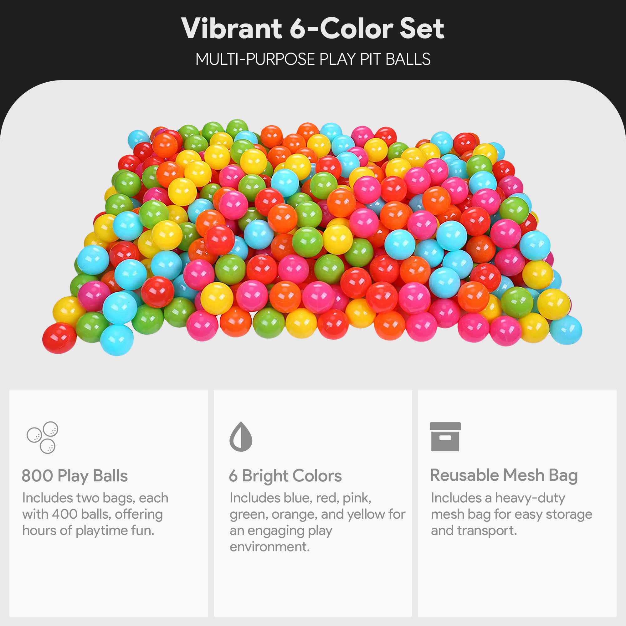 BalanceFrom, Play Pit Balls Toy Set, 800 Count, Rainbow Colors