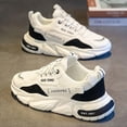 thumbnail image 2 of [Men's All-Season Sneakers] 1 Pair Men's All-Season White Low-Top Sneakers - Heavy-Duty Traction PVC Sole, Lace-Up Casual Shoes for Travel, & Daily Wear - Cushioned, All-Terrain Grip (Black/White), 2 of 9
