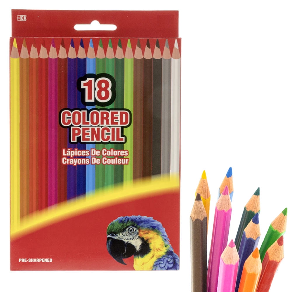 18PC Colored Pencils Drawing Painting Pre Sharpened Premium Colors Coloring Book