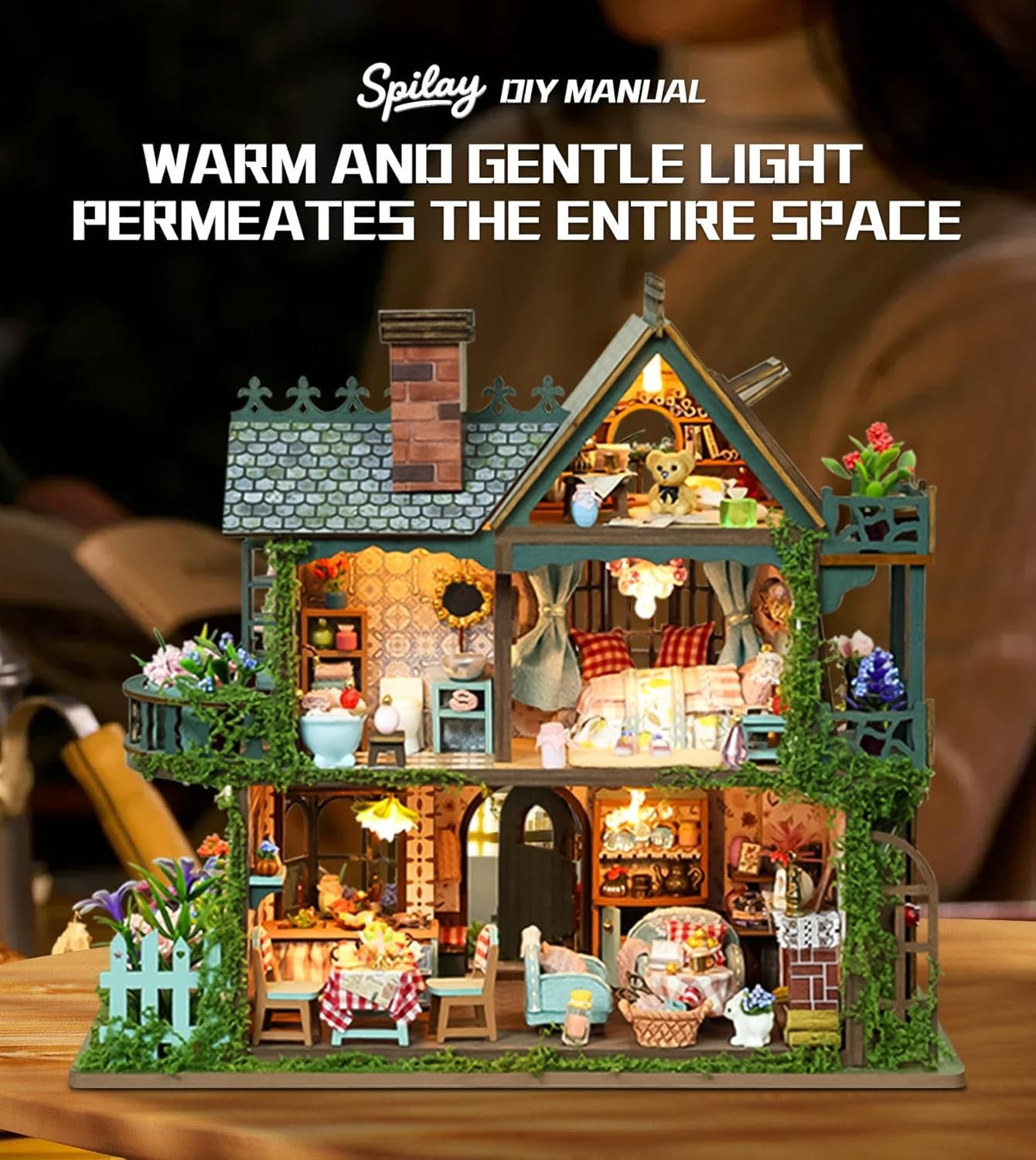Elven Garden DIY Book Nook Kit w/LED - 3D Wooden Dollhouse Craft Kit for Adult