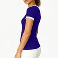 thumbnail image 4 of LVHAOGJOB Womens Pullover Tees Solid Color Shirts V Neck Short Sleeve Daily Tops for Women, 4 of 6