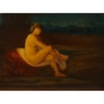 thumbnail image 2 of Robert Loftin Newman 14x11 Black Ornate Wood Framed Double Matted Museum Art Print Titled: A Bather (1800s), 2 of 5