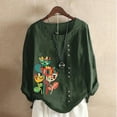 thumbnail image 2 of Pompotops Mode Femmes Décontracté Bouton Imprimé Floral Manches Courtes T-Shirt Blouse Hauts Liquidation, 2 of 5