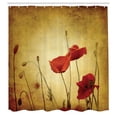 thumbnail image 3 of Ambesonne Vintage Shower Curtain, Poppy Flowers Bohemian, 69"Wx75"L, Pale Brown Vermilion, 3 of 5