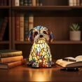 thumbnail image 6 of Colorful Stained Glass Puppy Table Lamp - Rainbow Dog Night Light for Bedroom, Living Room, Kids' Room - Whimsical Animal Decor with Warm Glow, 6 of 9