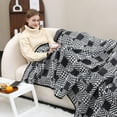 thumbnail image 6 of Merino Wool Blanket - 87" x 63" Thick Warm Soft Large Bed Throw - Great for Camping, Outdoors, Travel, Car, Couch, All Seasons Houndstooth Grey, 6 of 8