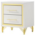 thumbnail image 5 of HomeStock Nightstand with 2 Drawers Hairpin Gold Legs Bar Handles White Finish English Dovetail 21.75 Inch x 16.25 Inch x 24.25 Inch Melamine Frame, 5 of 6