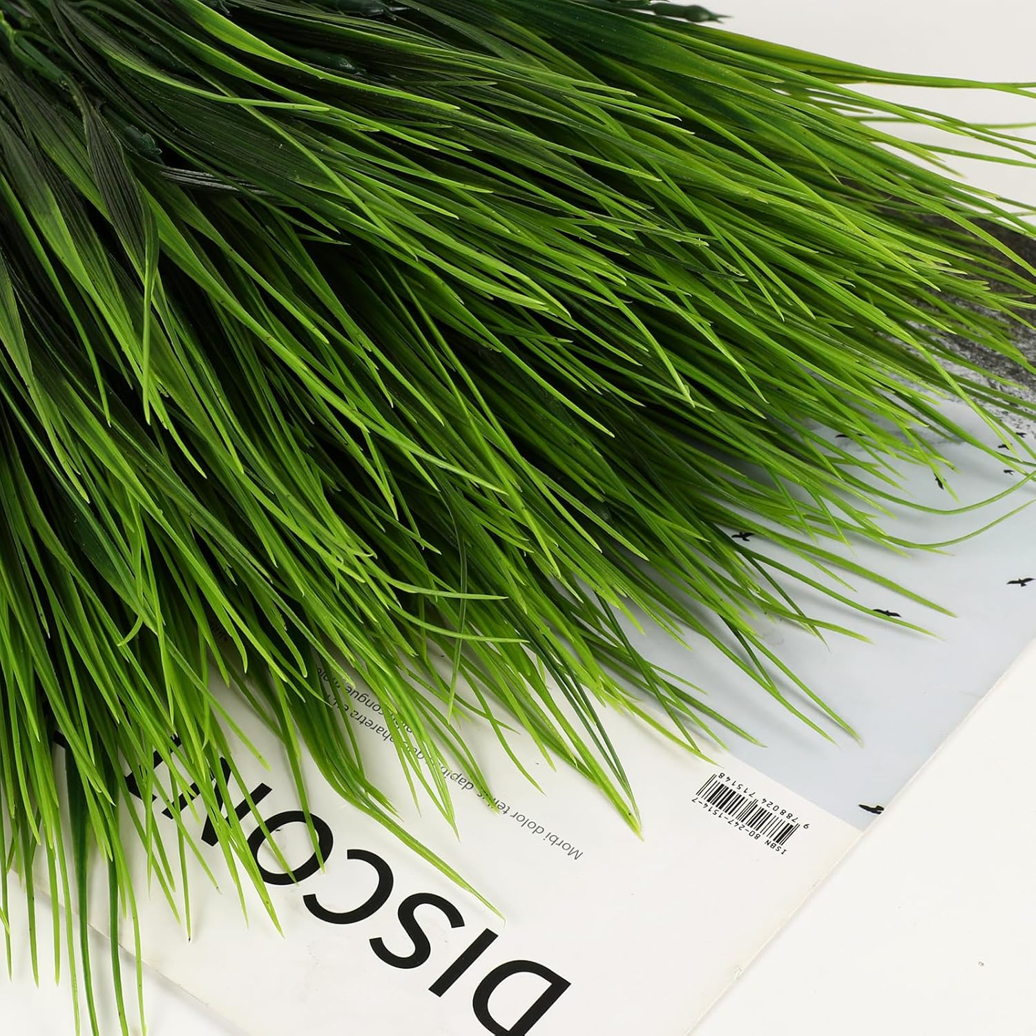 10 Bundles Artificial Grass Outdoor UV Resistant Fake Grass Colorless Faux Plastic Plants Garden Porch Window Frame Decoration