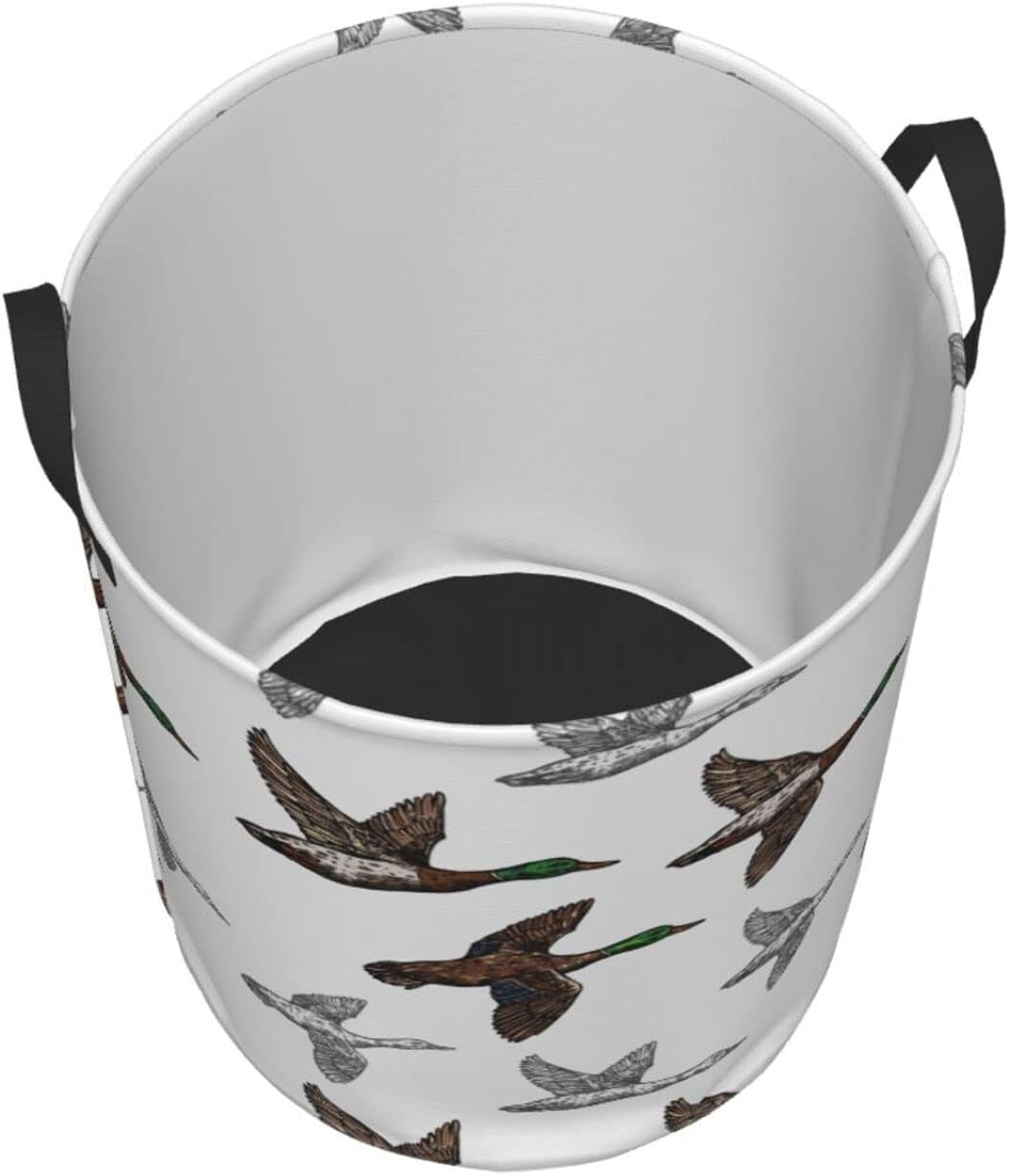 Duck Mallard Wild Bird Round Laundry Basket Dirty Clothes Hamper Waterproof Laundry Hamper Toy Cloth Storage Basket For Room Decor