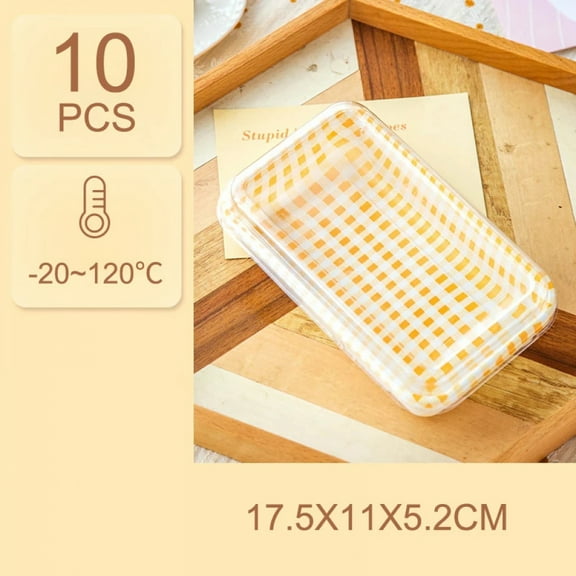 10pcs Disposable Packed Lunch Box with Lid Vegetable Fruit Salad Bento Boxes Takeaway Packaging Cake Box Plastic Food Container