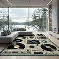 thumbnail image 2 of ODIKA 8'x10' Washable Area Rug Record Vintage Vinyl Music Retro Dj Turntable Border Player Cassette for Living Room, Under Sectional, Family , Durable, Non-Slip, 2 of 7