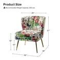 thumbnail image 5 of Tina's Home Floral Upholstered Makeup Vanity Chair with Gold Metal Legs Ivory, 5 of 8