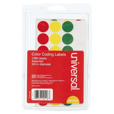 UPC 087547401163 product image for Universal Office Products 40116 Permanent Self-adhesive Color-coding Labels, 3/4 | upcitemdb.com
