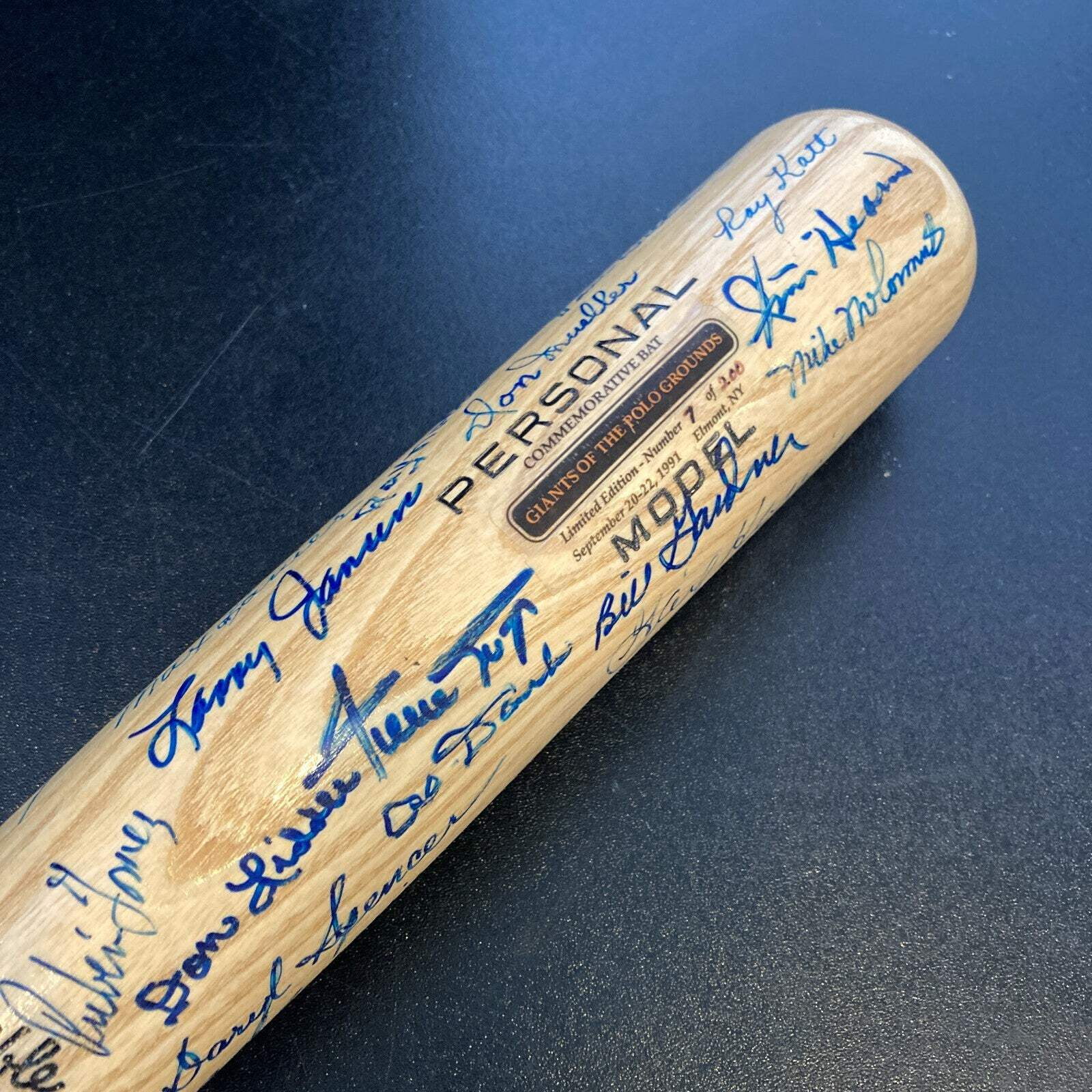 Willie Mays New York Giants Legends Signed Baseball Bat 24 Sigs With JSA COA