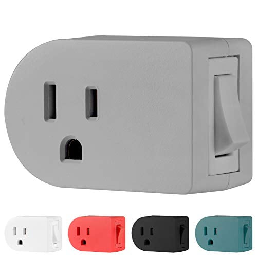 Cordinate Grounded Outlet On/Off Power Switch, 3 Prong, Plug in Adapter, Easy to Install, For Indoor Lights and Small Appliances, Energy Saving, Grey, 49970, 1 Pack