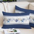 thumbnail image 2 of Coastal Navy Pillow Covers 16"x24", Blue Starfish Coral Nautical Striped Soft Brushed Microfiber Breathable Throw Pillow Covers, Decorative Pillowcase with Zipper for Couch Sofa Bedroom Living Room, 2 of 9